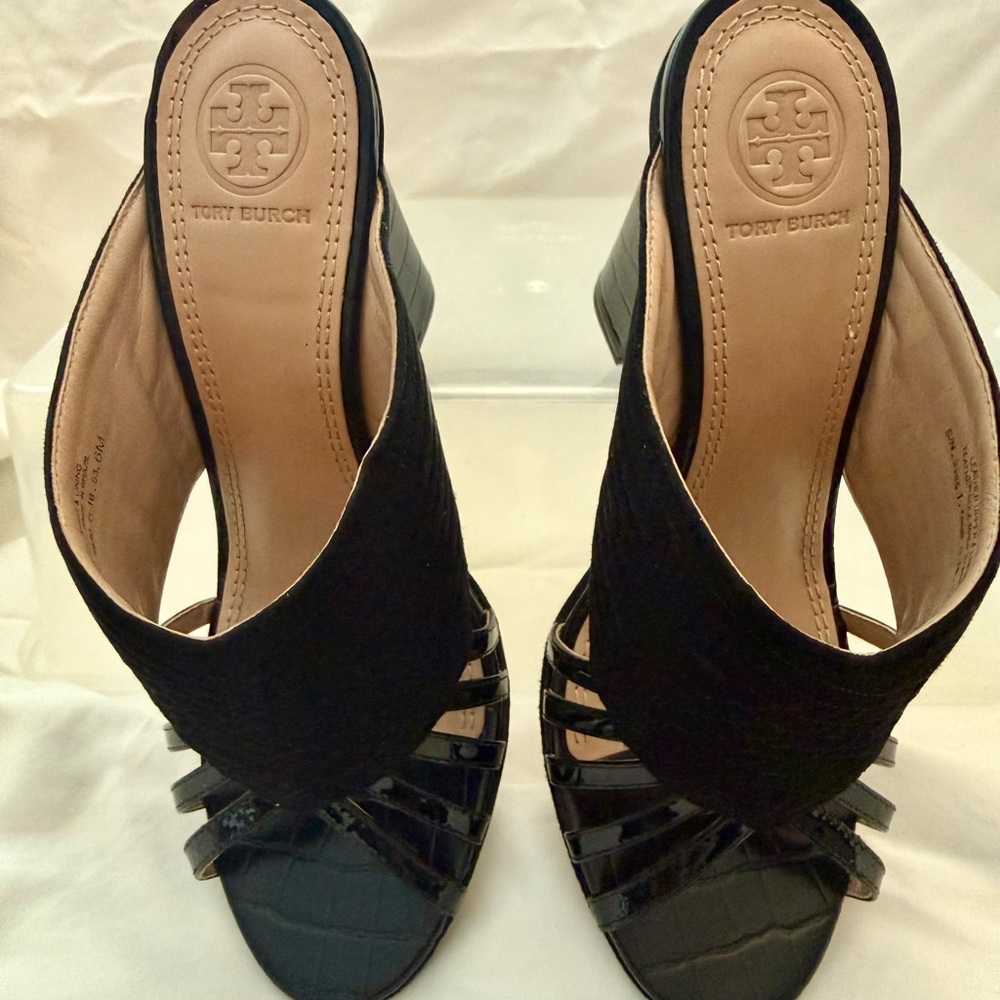 Tory Burch Brida Black Leather Mules